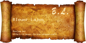 Bleuer Lajos névjegykártya